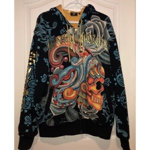 ⭐️RARE⭐️Vintage Christian Audigier Hoodie w/ Skulls (unisex)